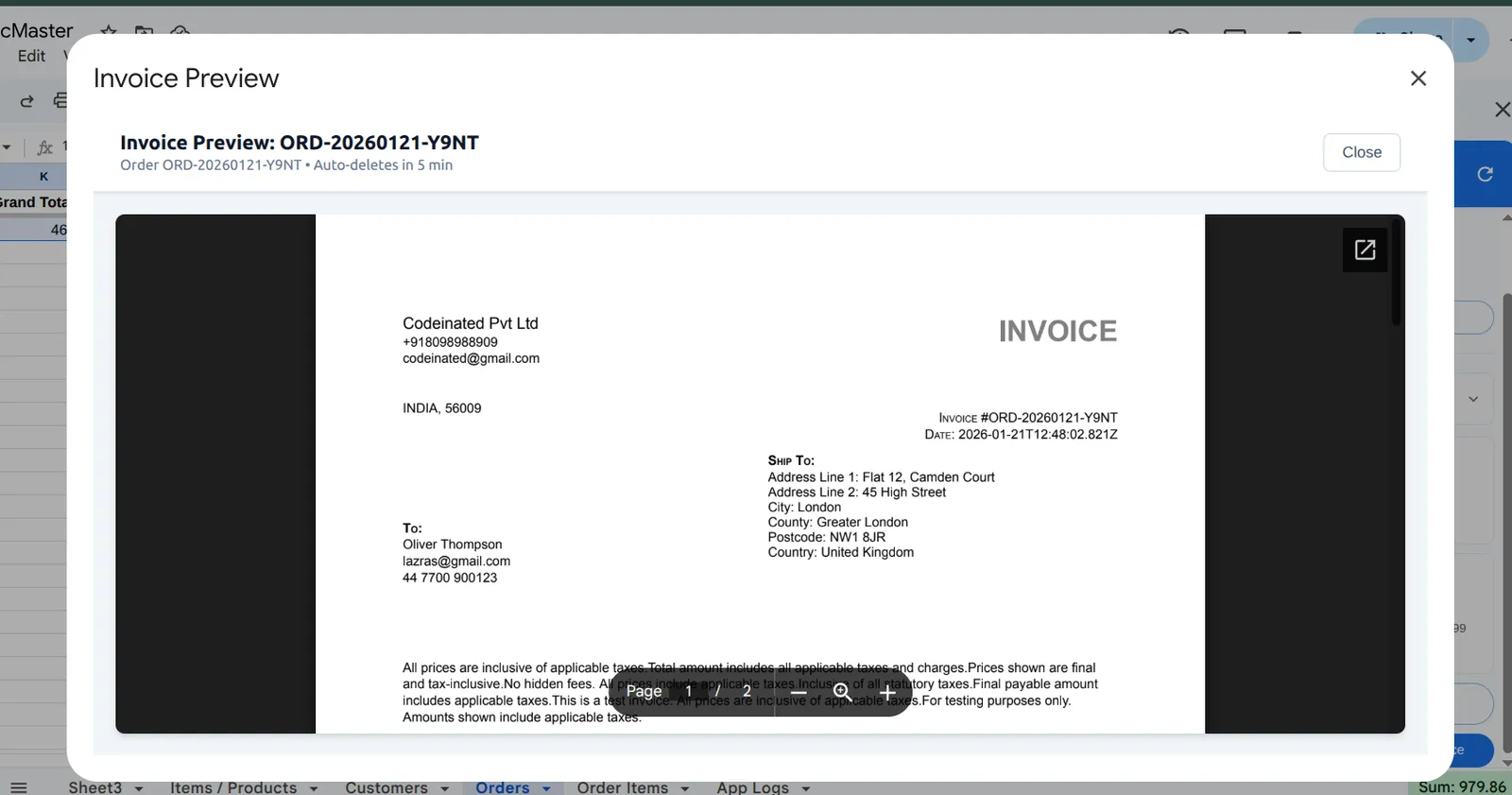 Preview a single invoice